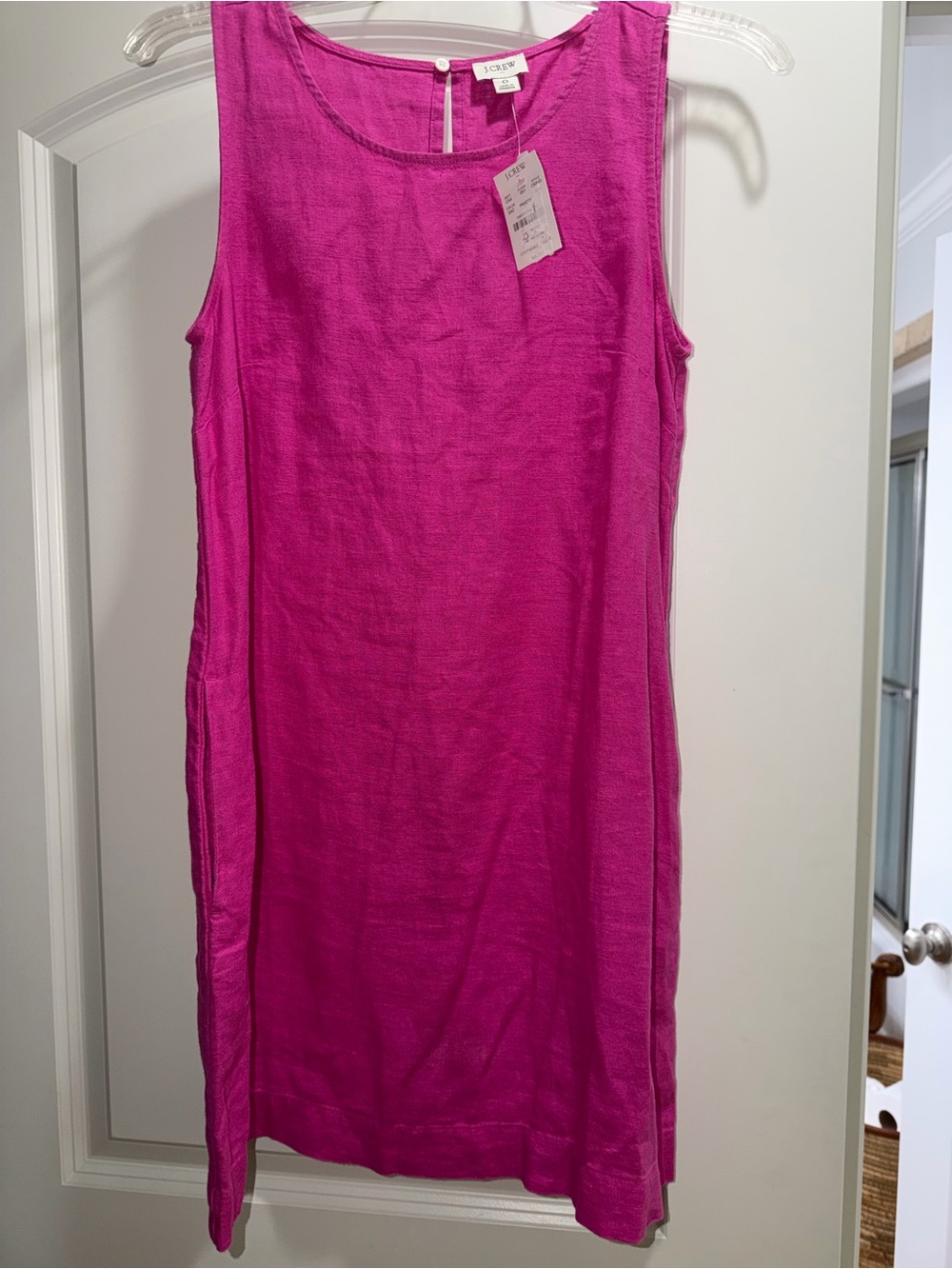 J. Crew Bright Fuchsia Sleeveless Midi Shift Dress